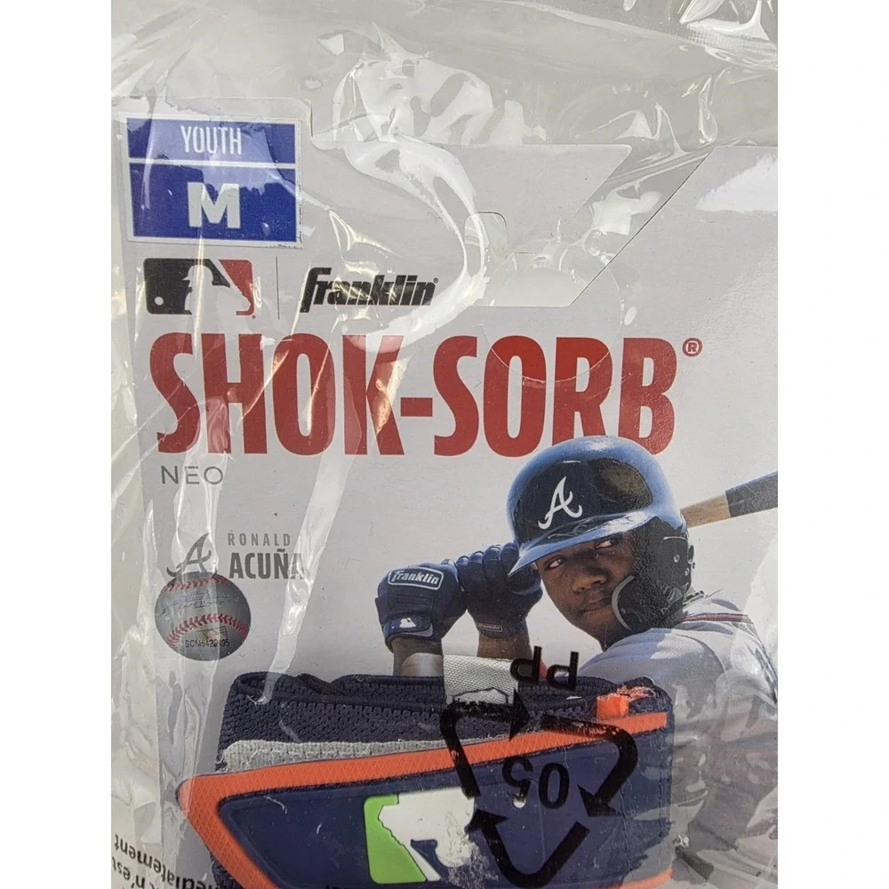 Franklin Shok-Sorb Neo Youth Baseball Batting Gloves RTLFT Size M Gray Navy Lime